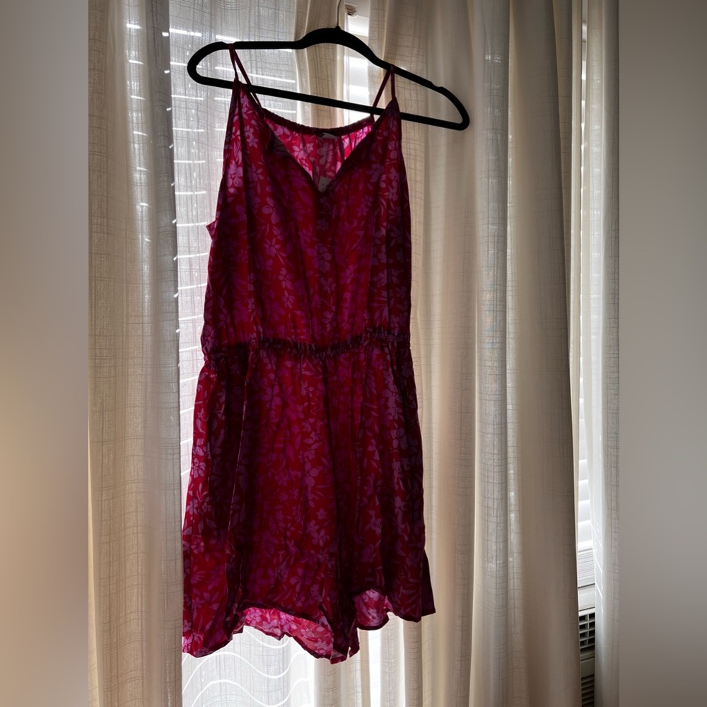 Hot pink and lavender floral romper